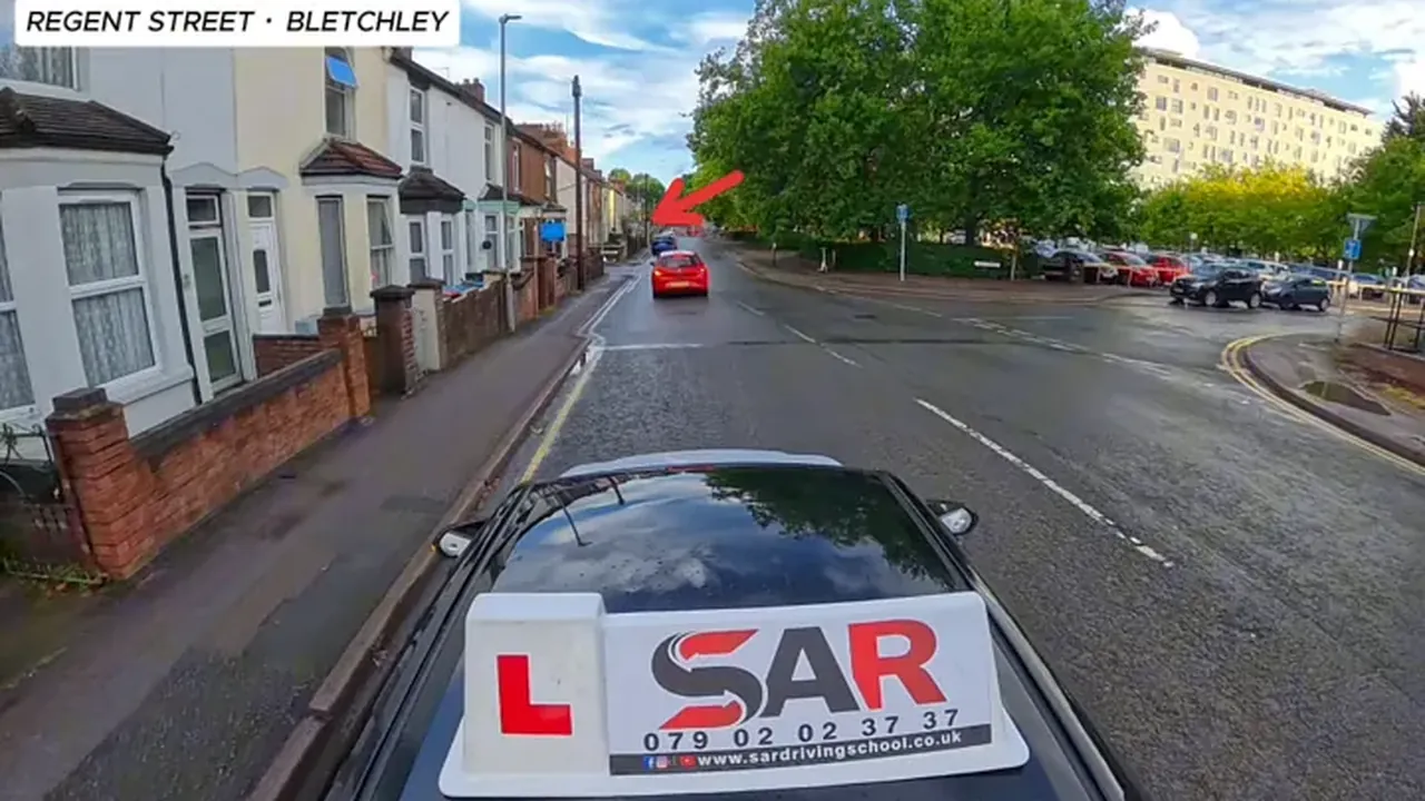 Dashcam footage from a SAR Driving School car on Regent Street, Bletchley