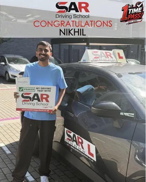 Nikhil, first-time pass with SAR Driving School