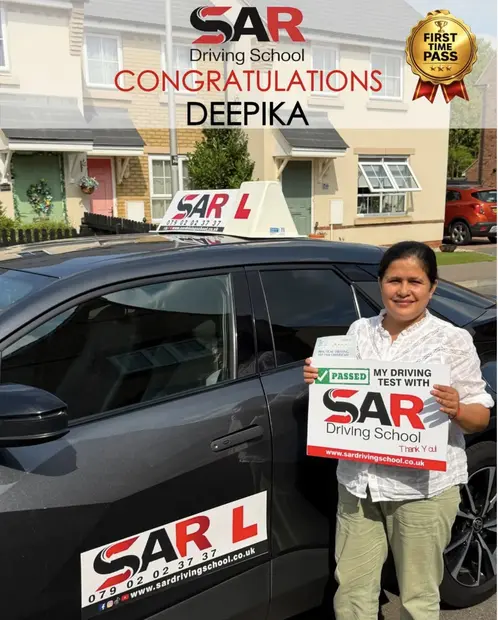 Deepika, first-time pass with SAR Driving School