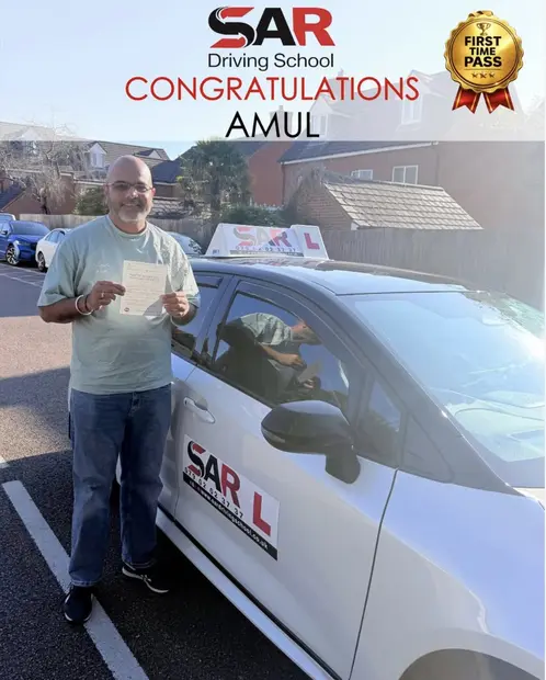 Amul, first-time pass with SAR Driving School