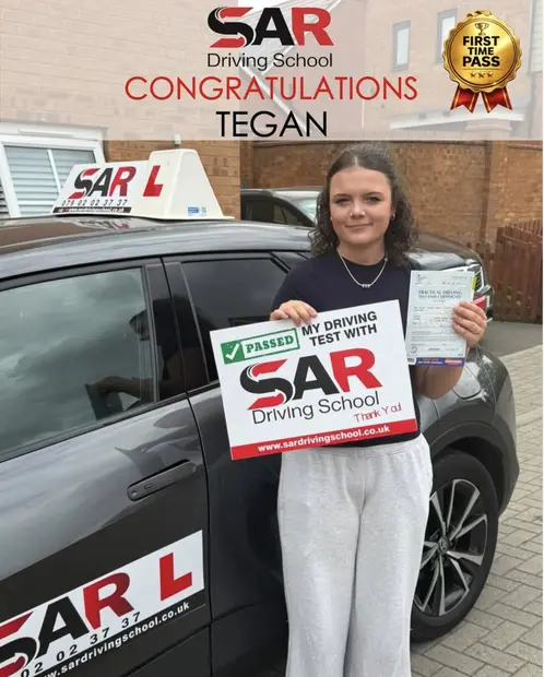 Tegan, first-time pass with SAR Driving School