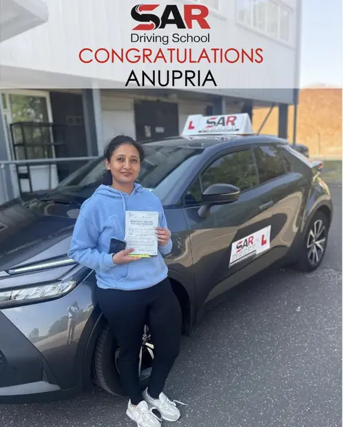 Anupria, passed with SAR Driving School