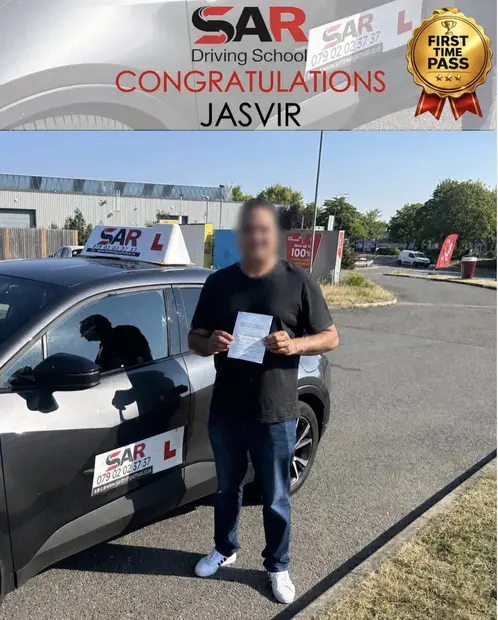 Jasvir, first-time pass with SAR Driving School