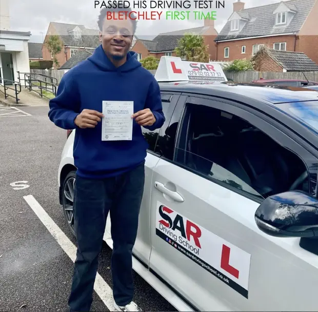 A SAR Driving School pupil, first-time pass at Bletchley with SAR Driving School