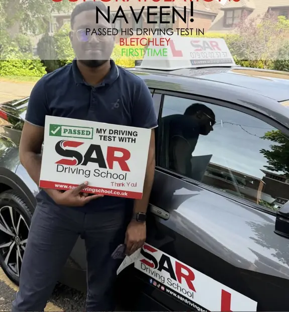 Naveen, first-time pass at Bletchley with SAR Driving School