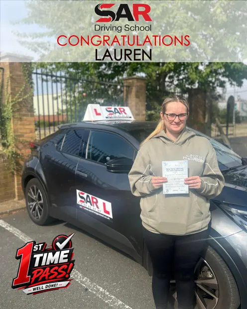 Lauren, first-time pass with SAR Driving School