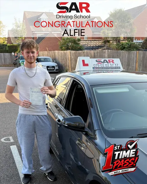 Alfie, first-time pass with SAR Driving School