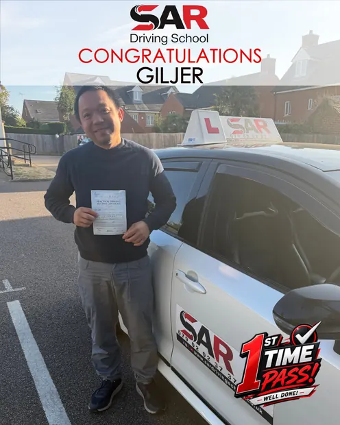 Giljer, first-time pass with SAR Driving School