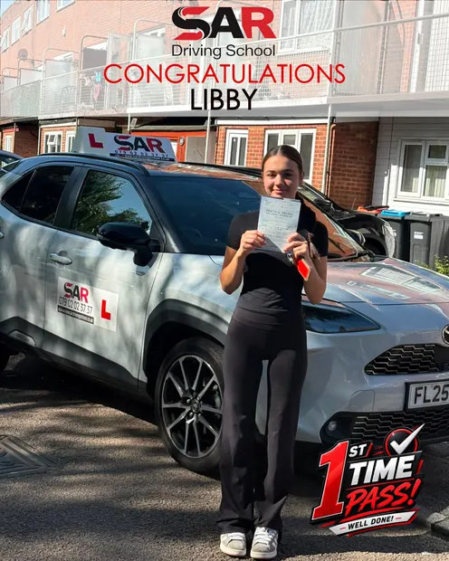 Libby, first-time pass with SAR Driving School