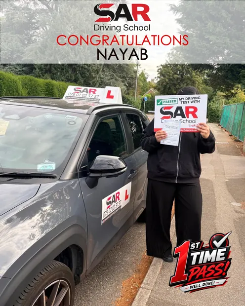 Nayab, first-time pass with SAR Driving School