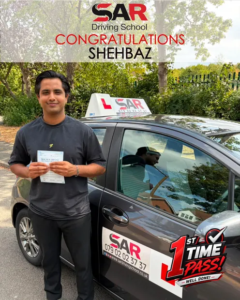 Shehbaz, first-time pass with SAR Driving School
