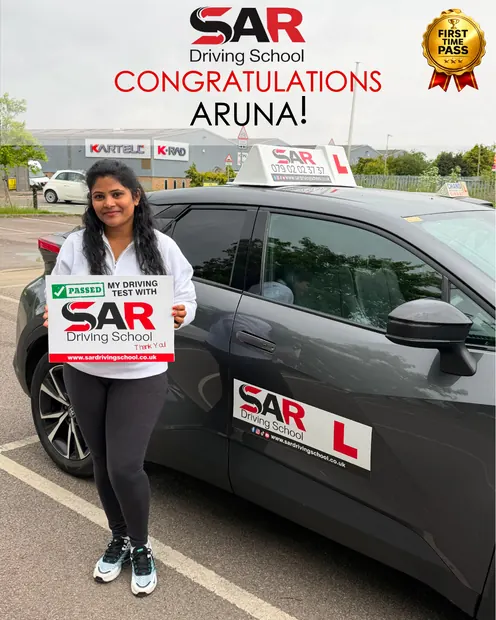 Aruna, first-time pass with SAR Driving School