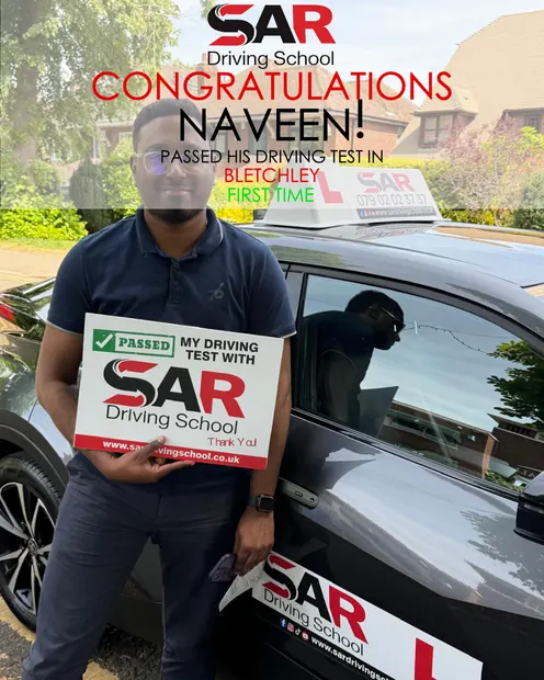 Naveenu, first-time pass at Bletchley with SAR Driving School