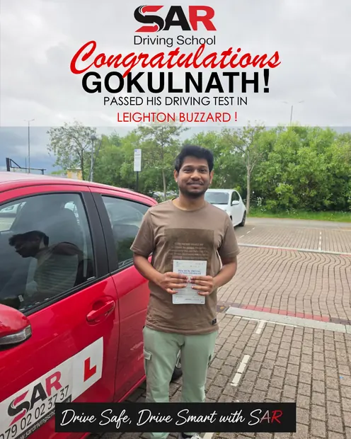 Gokulnath, passed at Leighton Buzzard with SAR Driving School
