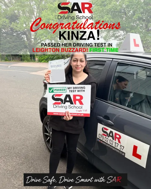 Kinza, first-time pass at Leighton Buzzard with SAR Driving School