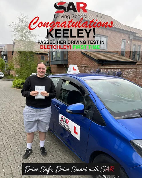 Keeley, first-time pass at Bletchley with SAR Driving School