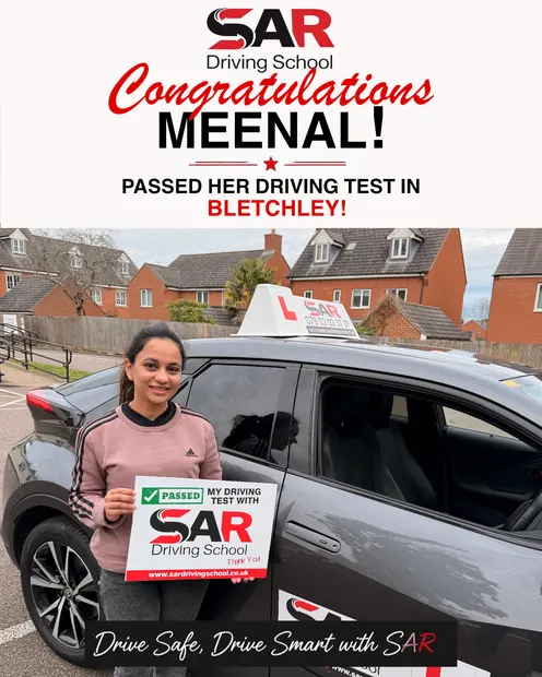 Meenal, passed at Bletchley with SAR Driving School