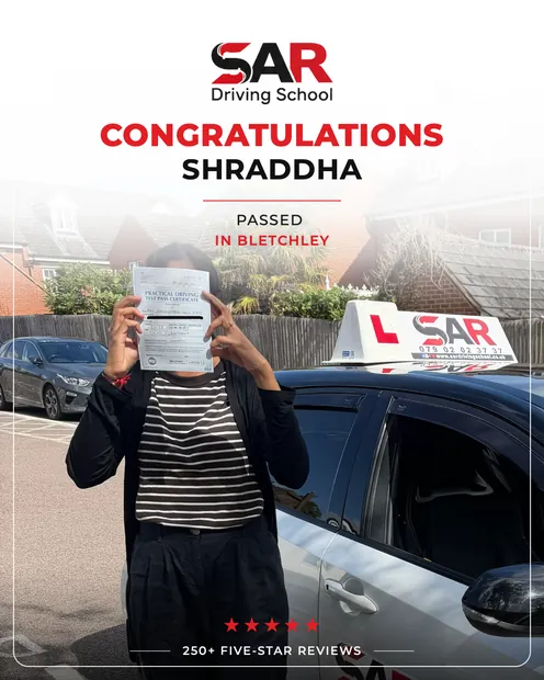 Shraddha, passed at Bletchley with SAR Driving School