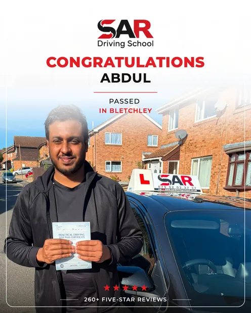 Abdul, passed at Bletchley with SAR Driving School