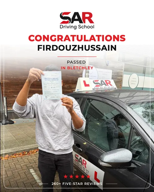 Firdouzhussain, passed at Bletchley with SAR Driving School