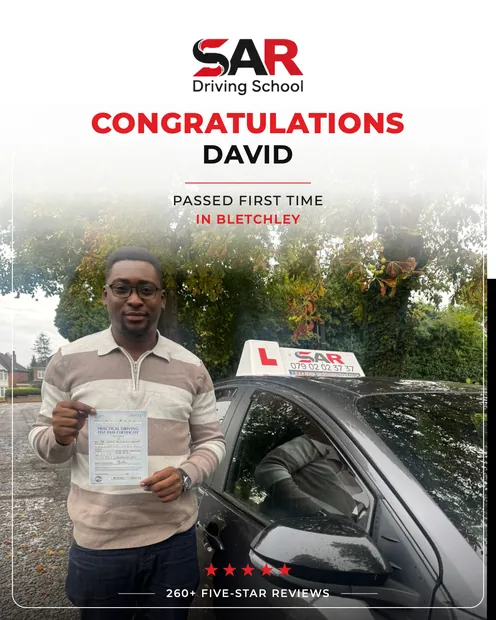 David, first-time pass at Bletchley with SAR Driving School