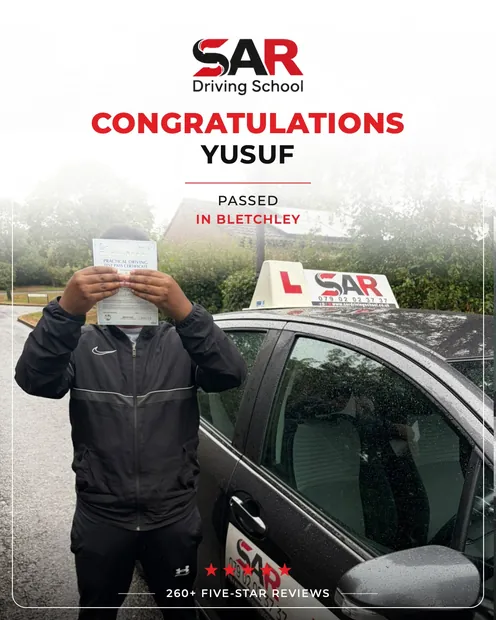 A SAR Driving School pupil on the day they passed
