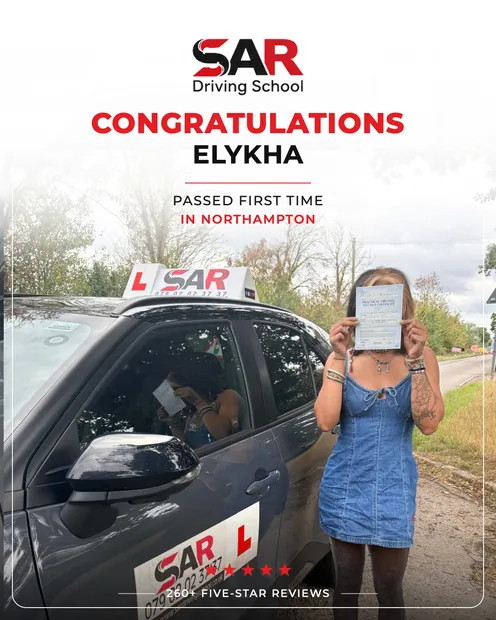 A SAR Driving School pupil on the day they passed