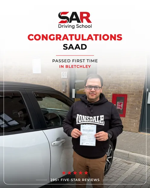 A SAR Driving School pupil on the day they passed